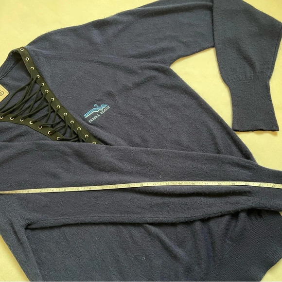 First Of A Kind Sweater One Size Real Reworked Vintage Dark Blue Long Sleeve - Picture 12 of 16